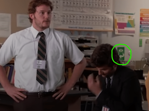 Mason Banas spotted this Haws label in season 4, episode 7 of Parks & Recreation.