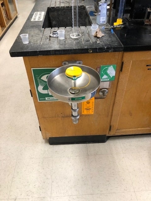 Geoff Norby spotted this Haws Eyewash at the Reno High Chemistry Lab in Reno, Nevada.